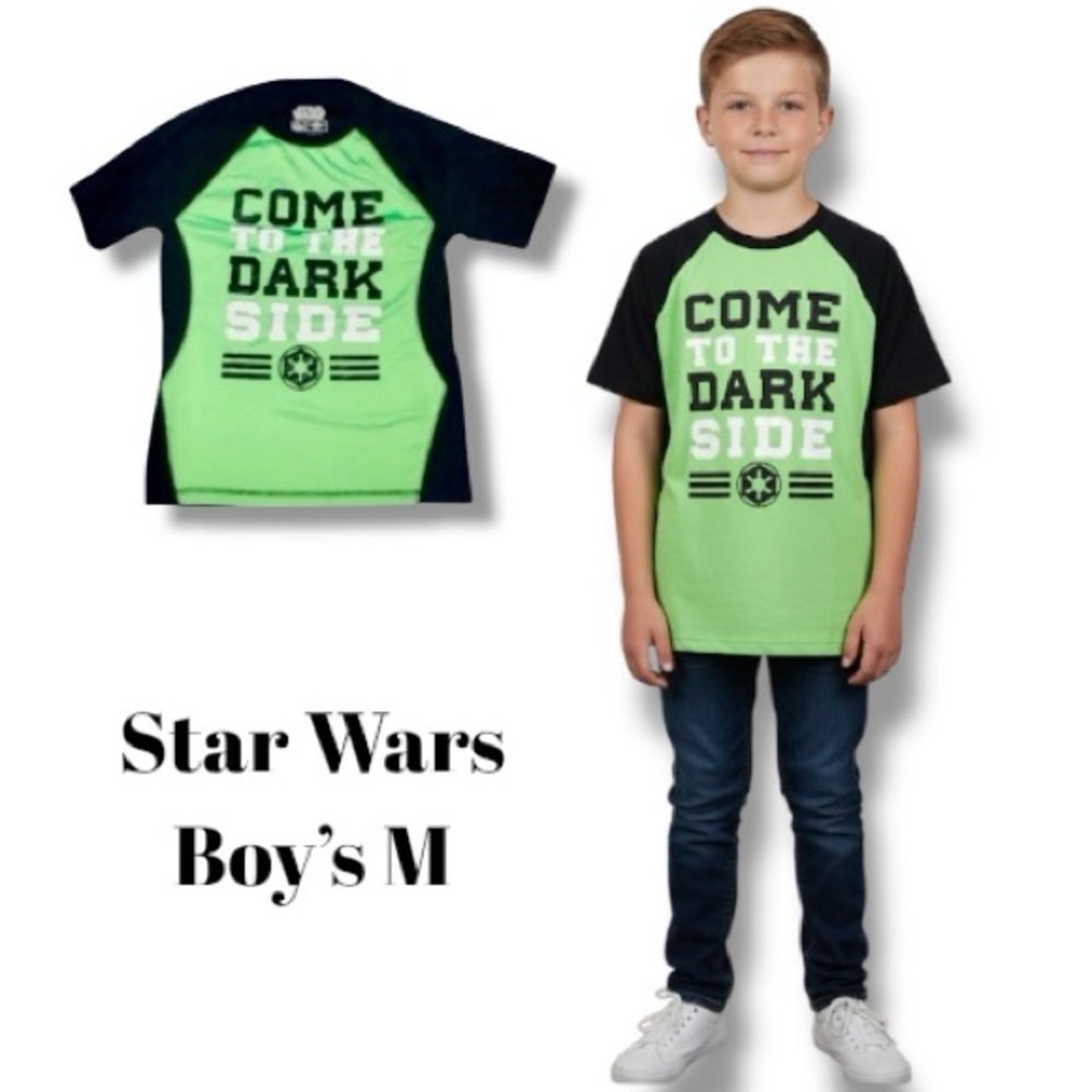 Star Wars Tee Shirt Neon Green/Black “Come to the Dark Side” Boy’s M 🎉HP🎉 🍭